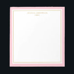Elegant roze goud op maat notitieblok<br><div class="desc">Dit notitieblok heeft een elegante en minimalistische,  roze rand en dunne gouden rand. Pas het met jouw naam of bedrijfsnaam aan.</div>