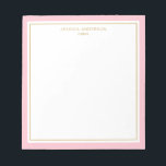 Elegant roze goud op maat notitieblok<br><div class="desc">Dit notitieblok heeft een elegante en minimalistische,  roze rand en dunne gouden rand. Pas het met jouw naam of bedrijfsnaam aan.</div>