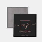 Elegant roze goud op zwart magneet (Voorkant / Achterkant)
