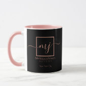 Elegant Roze Goud op Zwart Mok (Links)