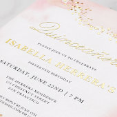 Elegant  Roze Goud Quinceañera Verjaardag Folie Uitnodiging