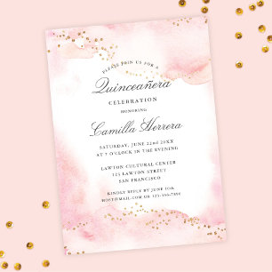 Elegant Roze Goud Quinceañera Verjaardag Kaart