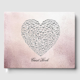 Elegant Roze Goud Rhinestone Hart Gastboek Gastenboek