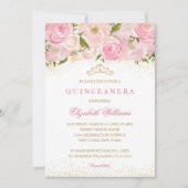 Elegant Roze Goud Roos Quinceanera Invitation Kaart (Voorkant)