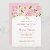 Elegant Roze Goud Roos Quinceanera Invitation Kaart (Voorkant / Achterkant)