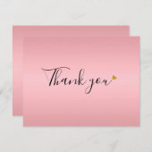 Elegant Roze Goud Schrift Bedankkaart (Voorkant / Achterkant)