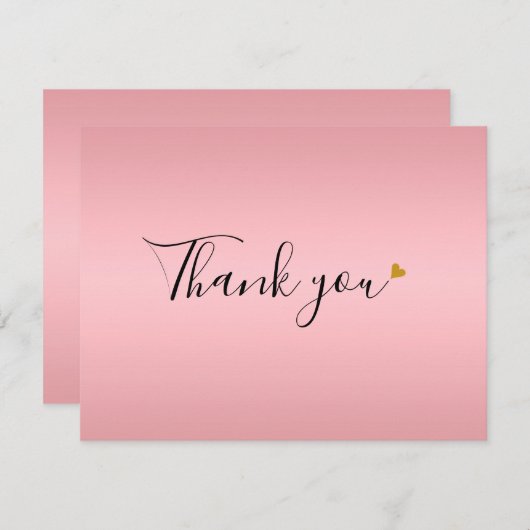 Elegant Roze Goud Schrift Bedankkaart (Voorkant / Achterkant)