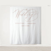 Elegant Roze Goud Schrift Calligrafie Wit Huwelijk Wandkleed (Voorkant)