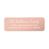Elegant Roze Goud Schrift Retouradres Etiket (Voorkant)