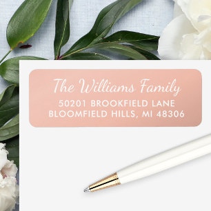 Elegant Roze Goud Schrift Retouradres Etiket