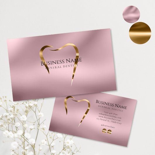 Elegant Roze Goud Tandarts Visitekaartje Ontwerp