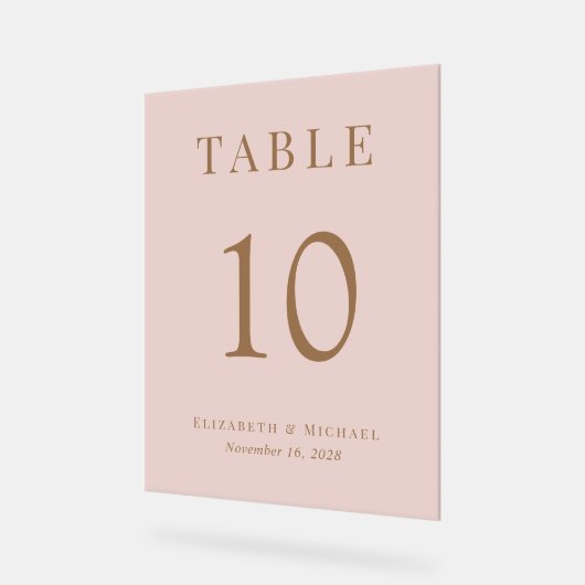 Elegant Roze Goud Trouwtafel Nummer Acryl Bord (Hoek)