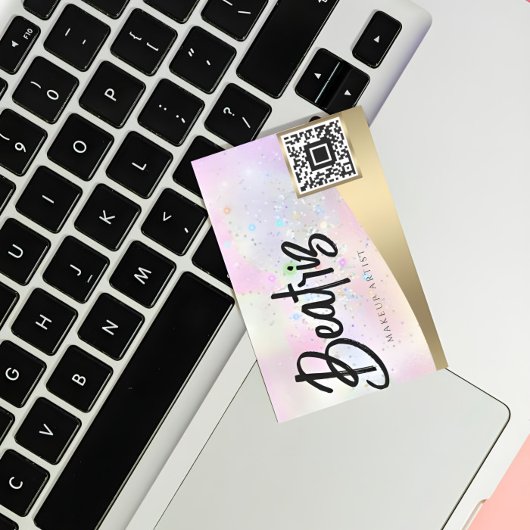 Elegant roze goud vrouwelijke holografische glitte visitekaartje