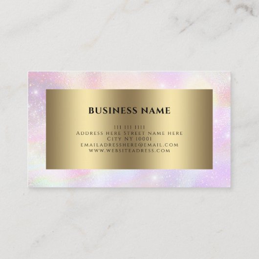 Elegant roze goud vrouwelijke holografische glitte visitekaartje (Achterkant)