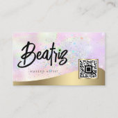 Elegant roze goud vrouwelijke holografische glitte visitekaartje (Voorkant)