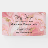 Elegant roze goud wit gemarmerd Business Sign Spandoek (Horizontaal)