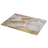 Elegant Roze Goud | Wit Marmeren Monogram Snijplank (Hoek)