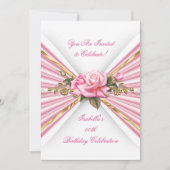 Elegant Roze Goud Wit Verjaardagsfeest Kaart (Voorkant)