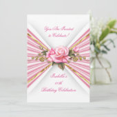 Elegant Roze Goud Wit Verjaardagsfeest Kaart (Staand voorkant)