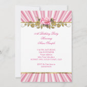 Elegant Roze Goud Wit Verjaardagsfeest Kaart (Achterkant)