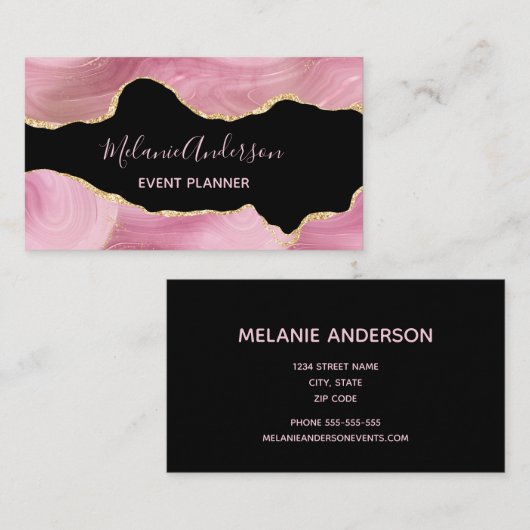 Elegant roze goudblauw Visitekaartje (Voorkant / Achterkant)