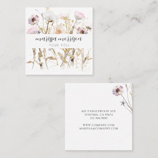 Elegant roze goudbloem Botanisch Vierkante Visitekaartje (Voorkant / Achterkant)