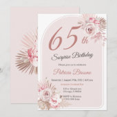 Elegant Roze Gouden 65e Verjaardagsfeest Surprise  Kaart (Voorkant / Achterkant)