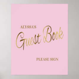 Elegant Roze Gouden Baby Shower Gastboek Poster