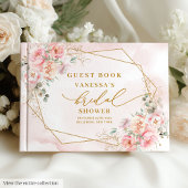 Elegant roze gouden bloem bruidsfeest gast boek