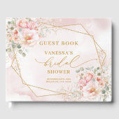 Elegant roze gouden bloem bruidsfeest gast boek (Voorkant)
