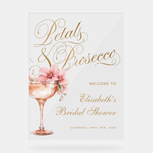 Elegant roze gouden bloemig Vrijgezellenfeest Acryl Bord (Voorkant)