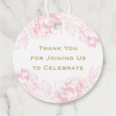 Elegant roze gouden bloemige pioen Vrijgezellenfee Bedankjes Labels (Achterkant)