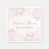 Elegant roze gouden bloemige pioen Vrijgezellenfee Servet (Voorkant)