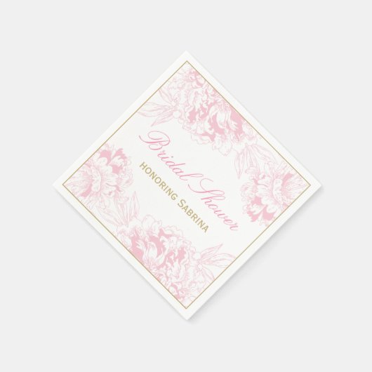 Elegant roze gouden bloemige pioen Vrijgezellenfee Servet (Hoek)