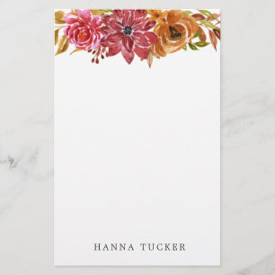 Elegant roze gouden bloemmotief gepersonaliseerd b briefpapier