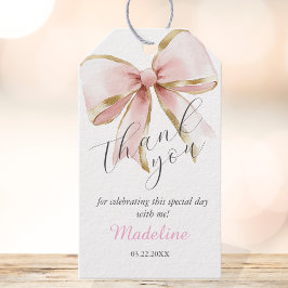 Elegant Roze Gouden Boog Dank u gunst tag Cadeaulabel