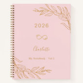 Elegant roze gouden botanische gebladerte notitieboek (Voorkant)