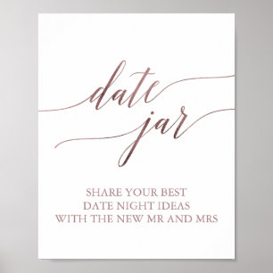 Elegant Roze Gouden Calligrafie Datum Pot Bord Poster