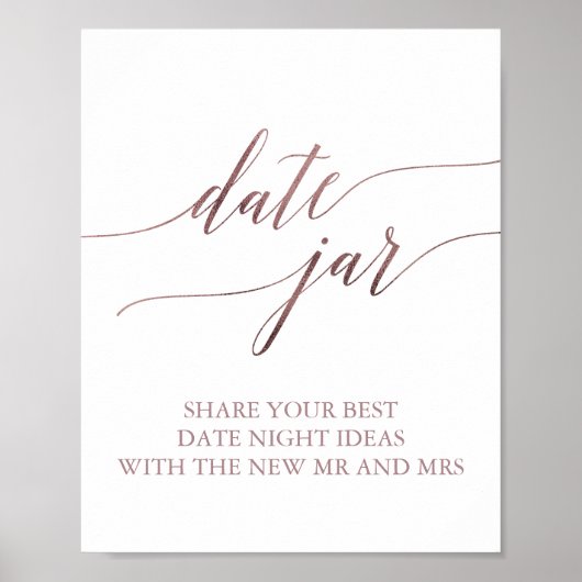 Elegant Roze Gouden Calligrafie Datum Pot Bord Poster (Voorkant)