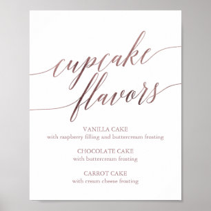 Elegant Roze Gouden Calligraphy Cupcake Smaak Bord Poster