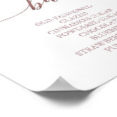 Elegant Roze Gouden Calligraphy Donut Bar Bord Poster (Hoek)