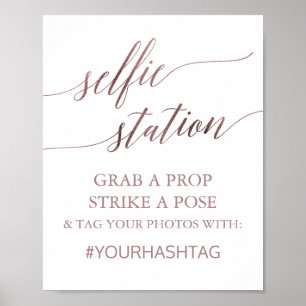 Elegant Roze Gouden Calligraphy Selfie Station Bor Poster