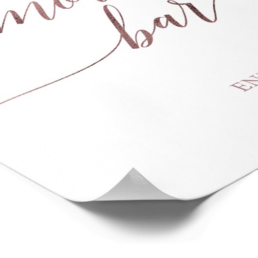 Elegant Roze Gouden Calligraphy S'mores Bar Bord Poster (Hoek)