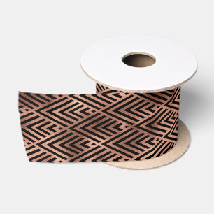 Elegant Roze Gouden Chevron Diamond Art Deco Patro Satijnen Lint