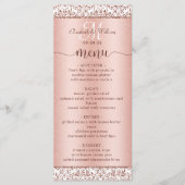 Elegant Roze Gouden Damast Monogram Trouwmenu Programmakaart (Voorkant)