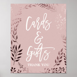 Elegant Roze Gouden en Roze Kaarten & Cadeaus Bord Poster