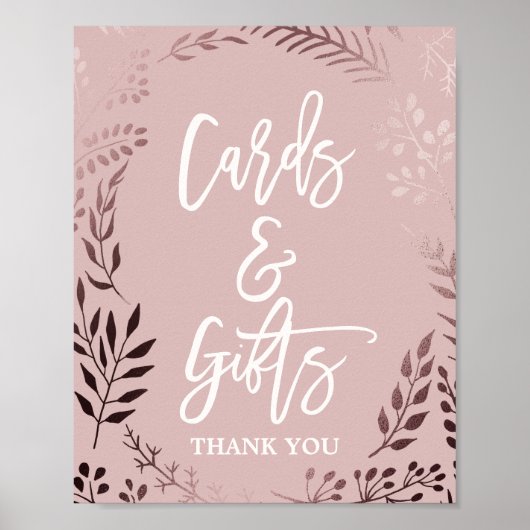 Elegant Roze Gouden en Roze Kaarten & Cadeaus Bord Poster (Voorkant)