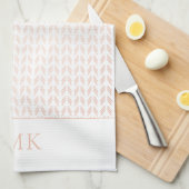 Elegant Roze Gouden Folie Wit Boho Geometrisch Theedoek (Quarter Fold)