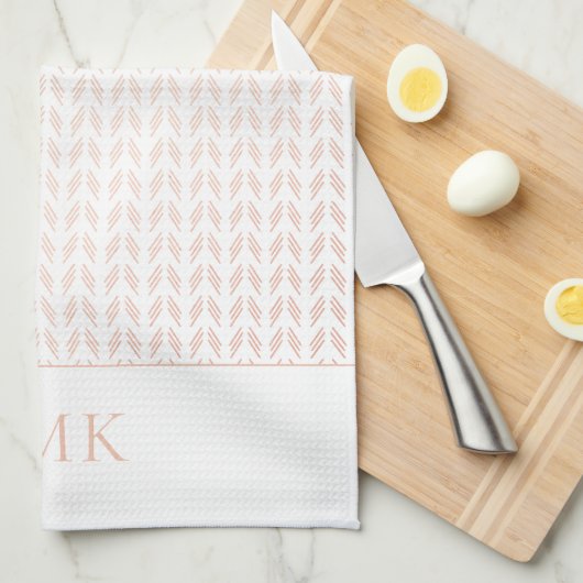 Elegant Roze Gouden Folie Wit Boho Geometrisch Theedoek (Quarter Fold)