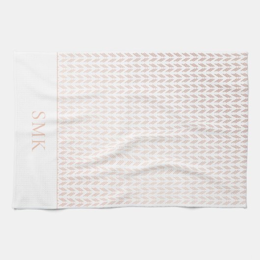 Elegant Roze Gouden Folie Wit Boho Geometrisch Theedoek (Horizontaal)